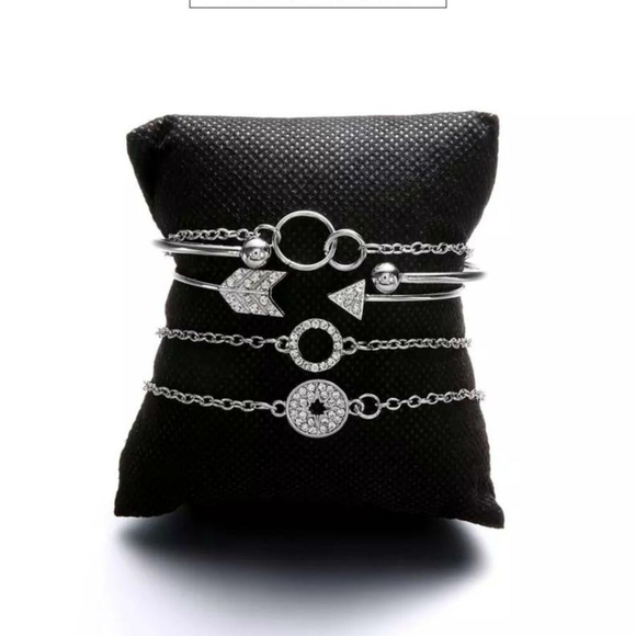 5 Pcs/Bohemian Arrow Crystal Compass Bangles Set - Picture 2 of 4